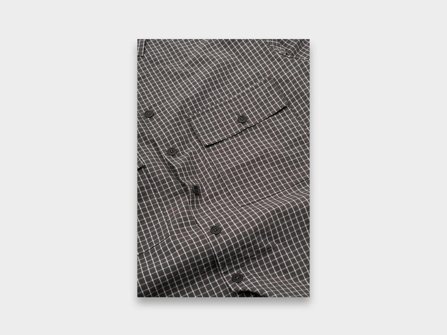Evan Kinori Big Shirt Grid Cloth Charcoal