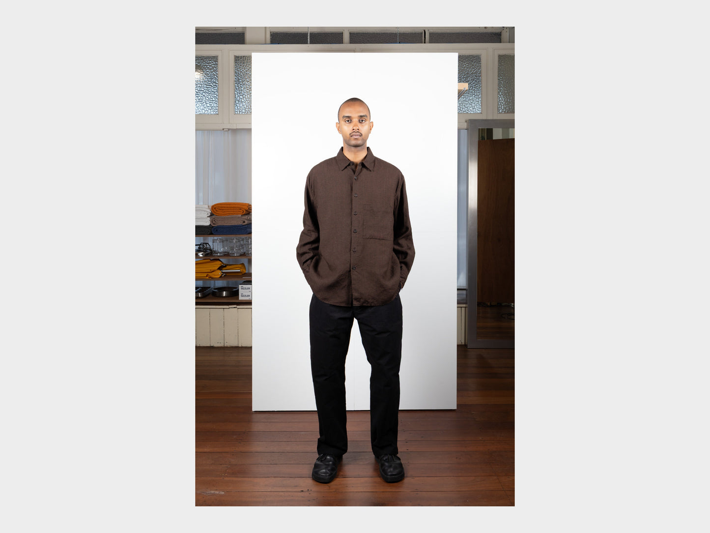 Evan Kinori Big Shirt Two Logwood Linen Check