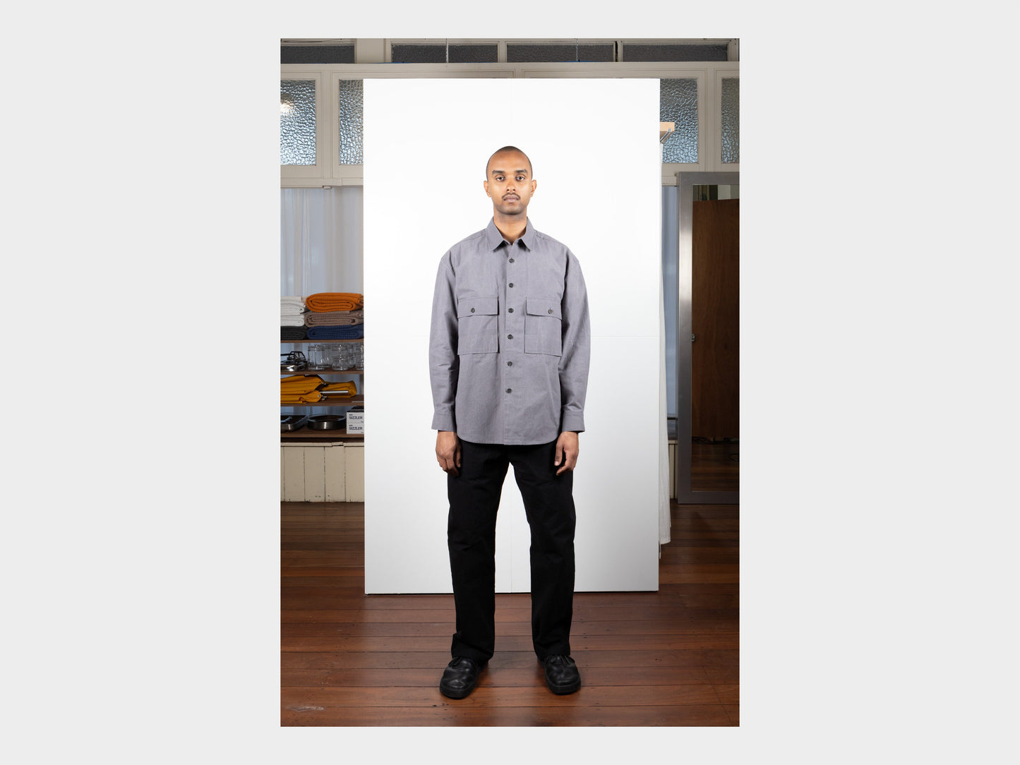 Evan Kinori Big Shirt MAN–TLE Stone Wax