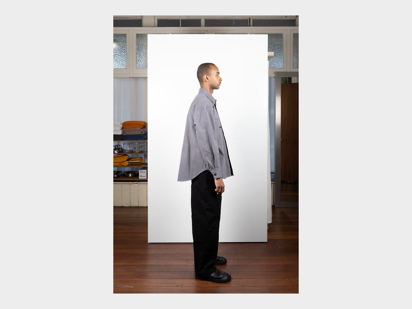 Evan Kinori Big Shirt MAN–TLE Stone Wax