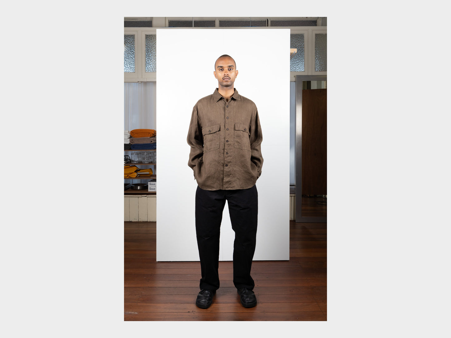 Evan Kinori Big Shirt Sumi Ink Hemp Twill