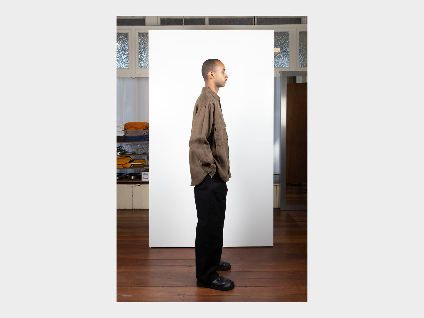 Evan Kinori Big Shirt Sumi Ink Hemp Twill