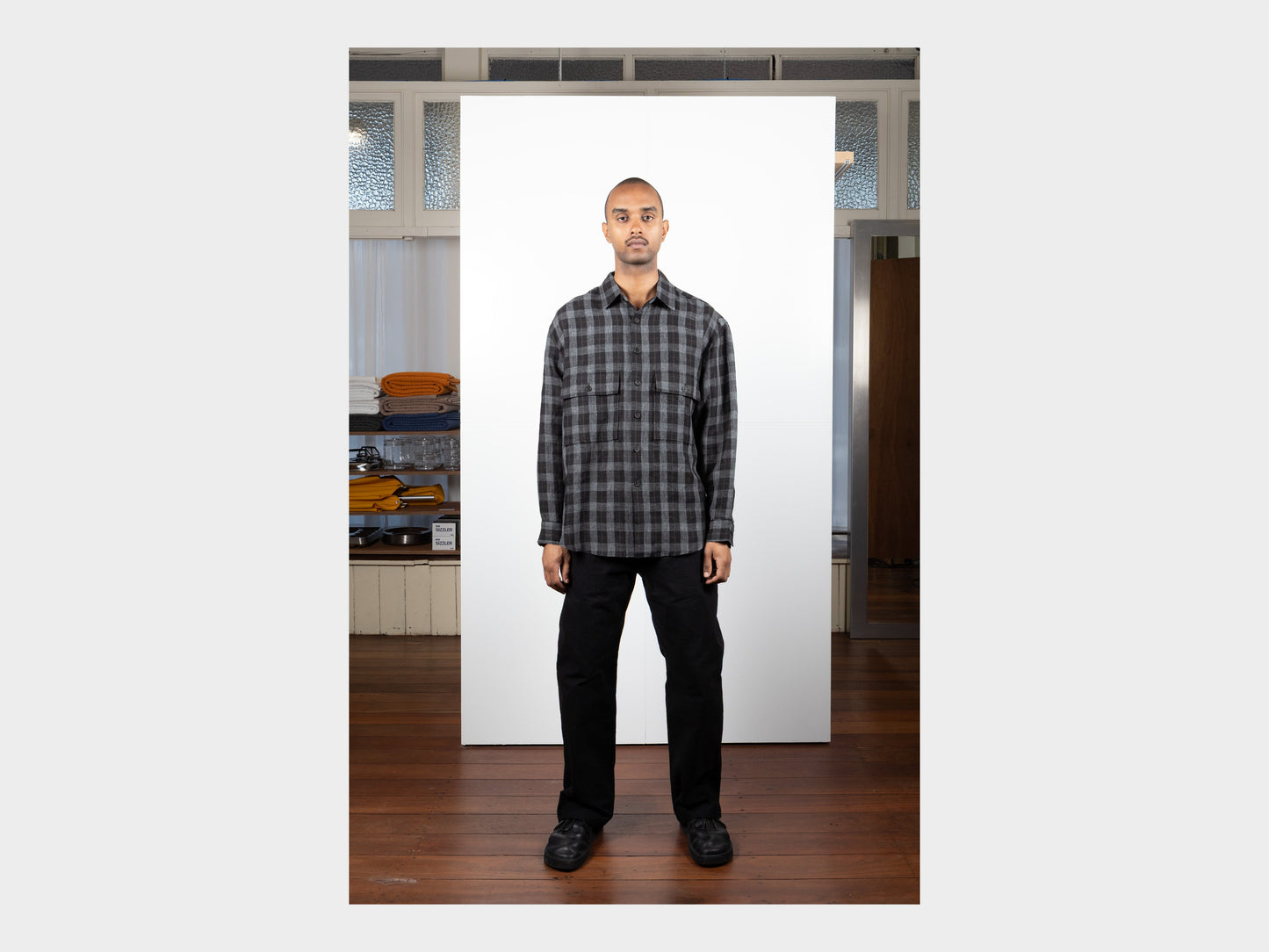 Evan Kinori Big Shirt Yarn Dyed Linen Check