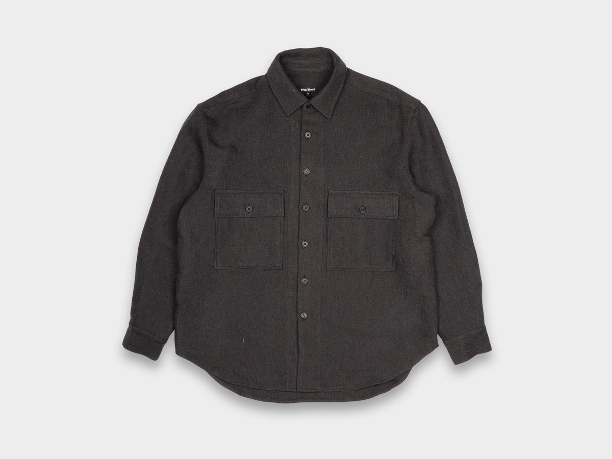 Evan Kinori Big Shirt Wool / Linen Herringbone
