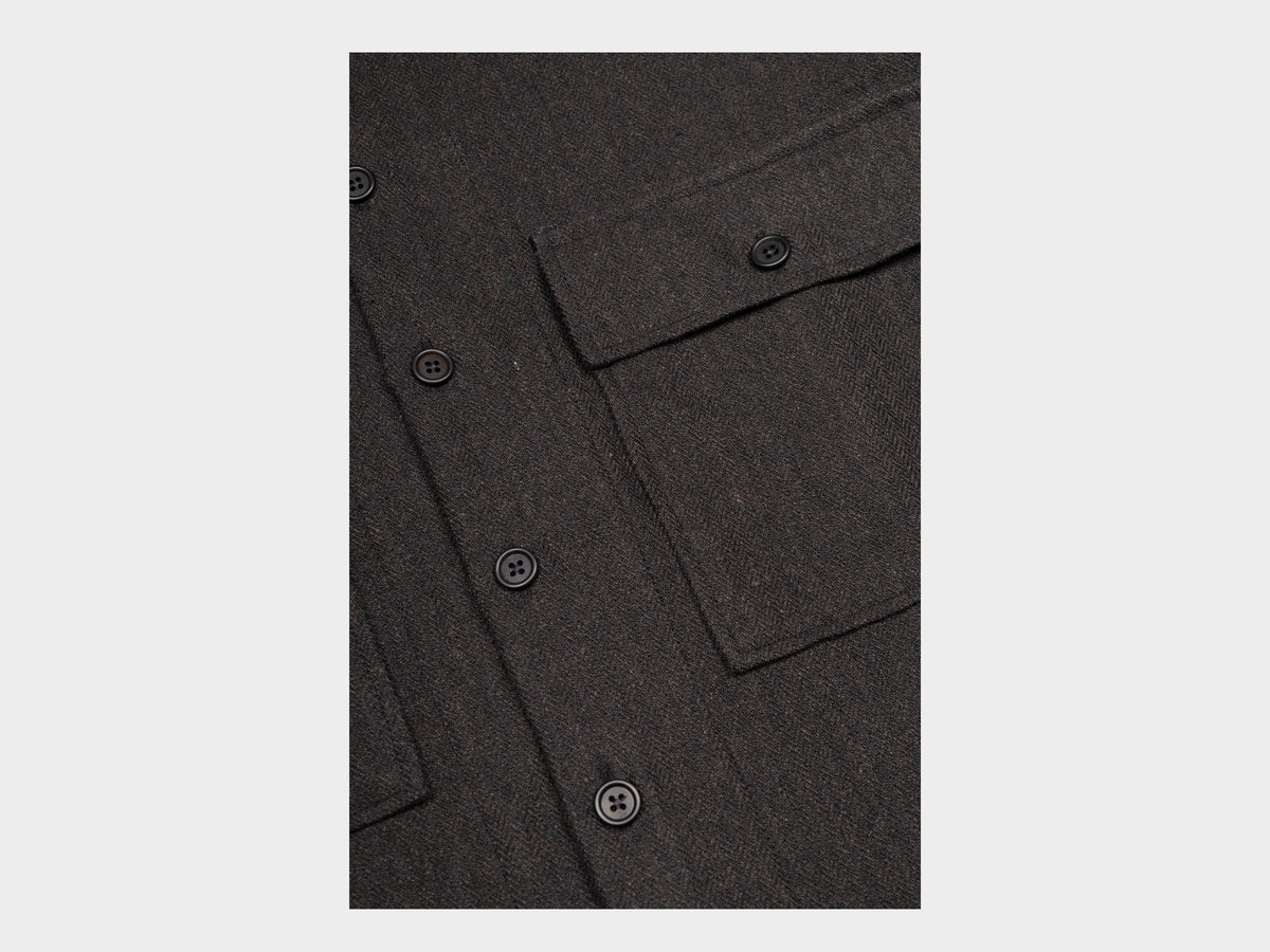Evan Kinori Big Shirt Wool / Linen Herringbone