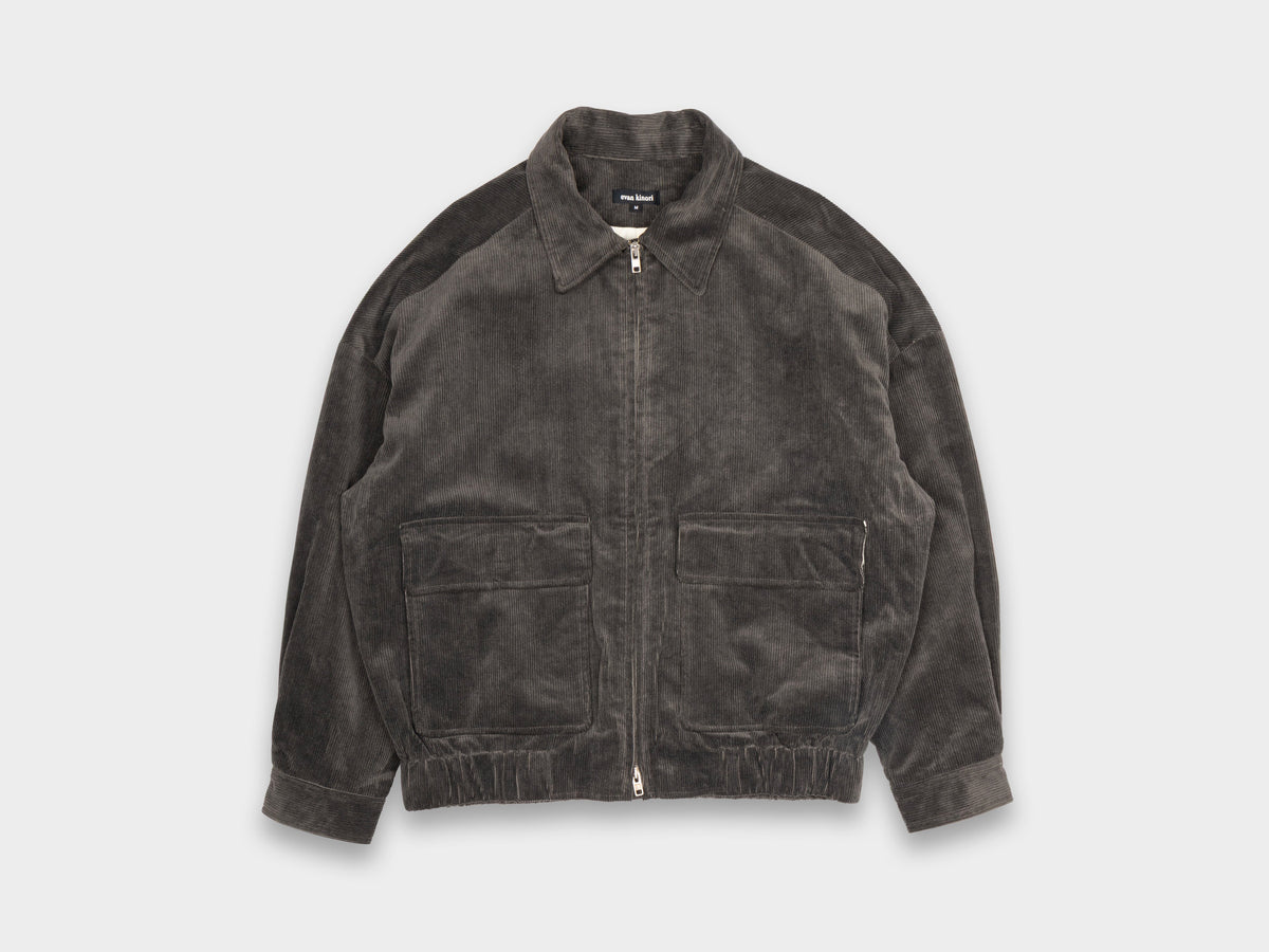 Evan Kinori Zip Jacket Two Carbon Dyed Corduroy