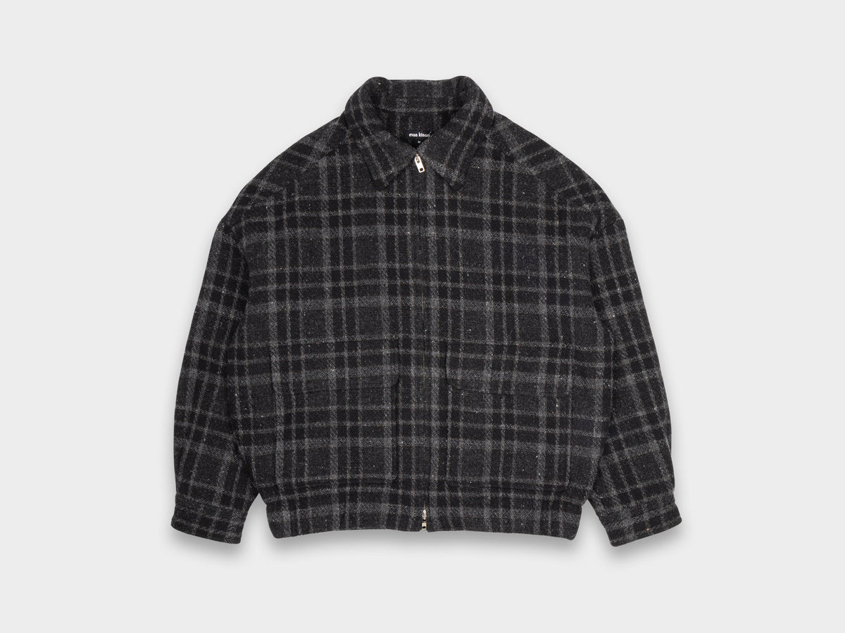 Evan Kinori Zip Jacket Two Wool Tweed Check