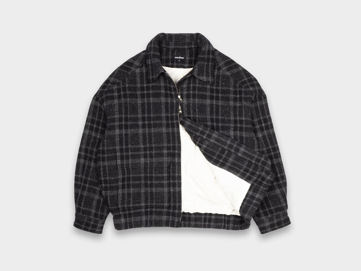 Evan Kinori Zip Jacket Two Wool Tweed Check