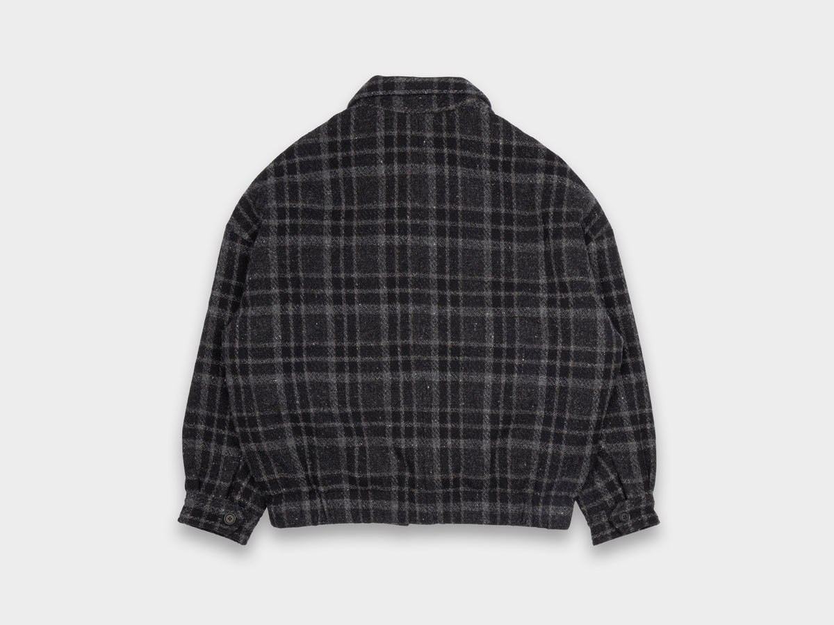 Evan Kinori Zip Jacket Two Wool Tweed Check