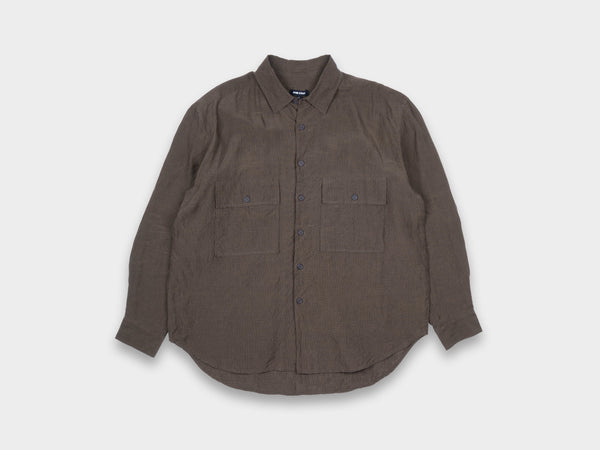 Evan Kinori Big Shirt Linen Puppytooth Brown