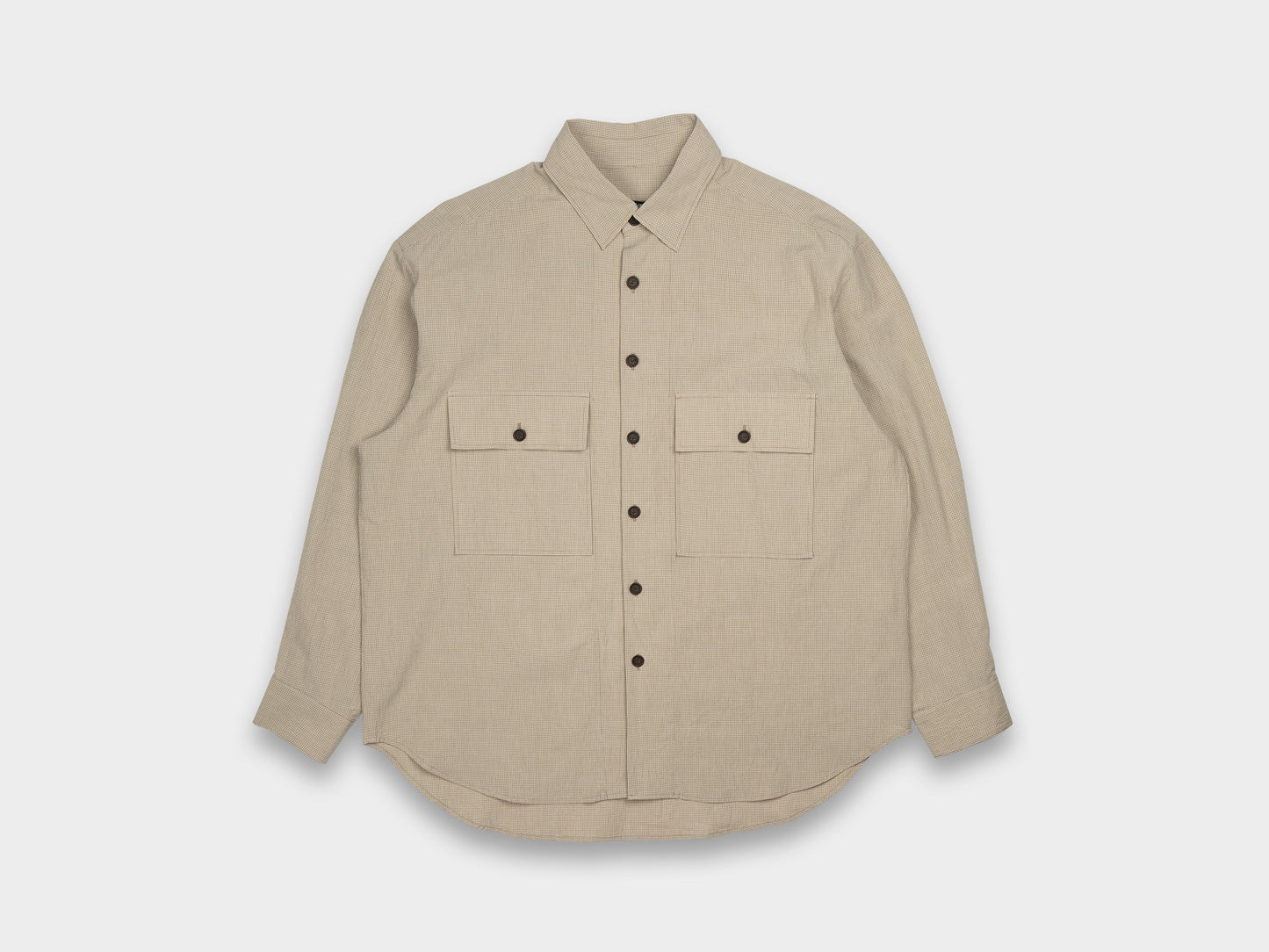 Evan Kinori Big Shirt Grid Cloth Beige