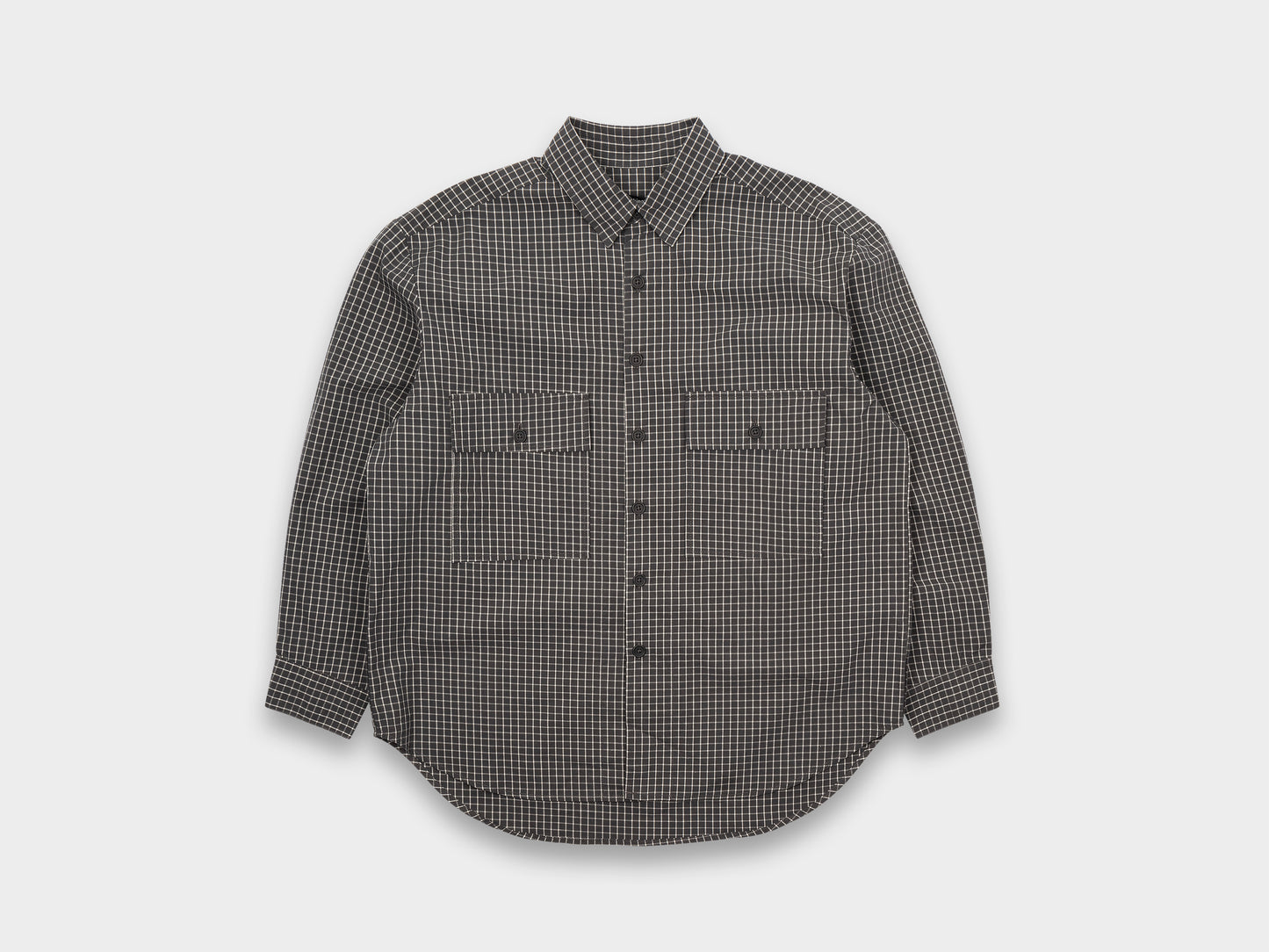 Evan Kinori Big Shirt Grid Cloth Charcoal