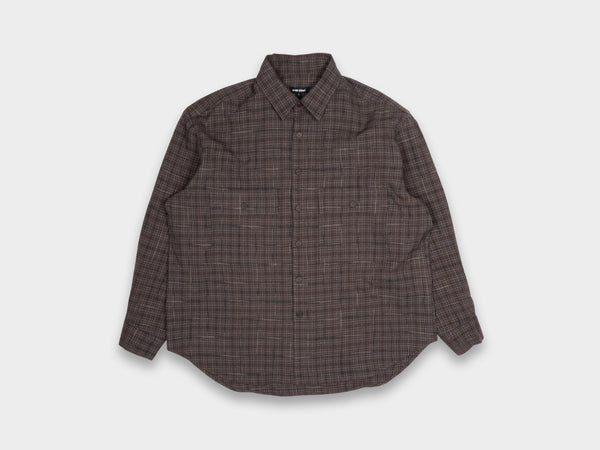 Evan Kinori Big Shirt Kasuri Wool Check Beige / Navy