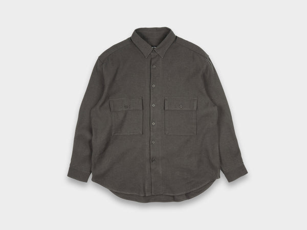 Evan Kinori Big Shirt Silk Twill Loden