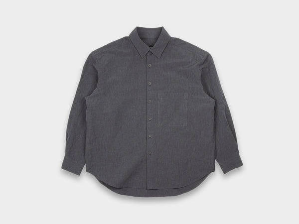 Evan Kinori Big Shirt Two Linen Stripe Charcoal