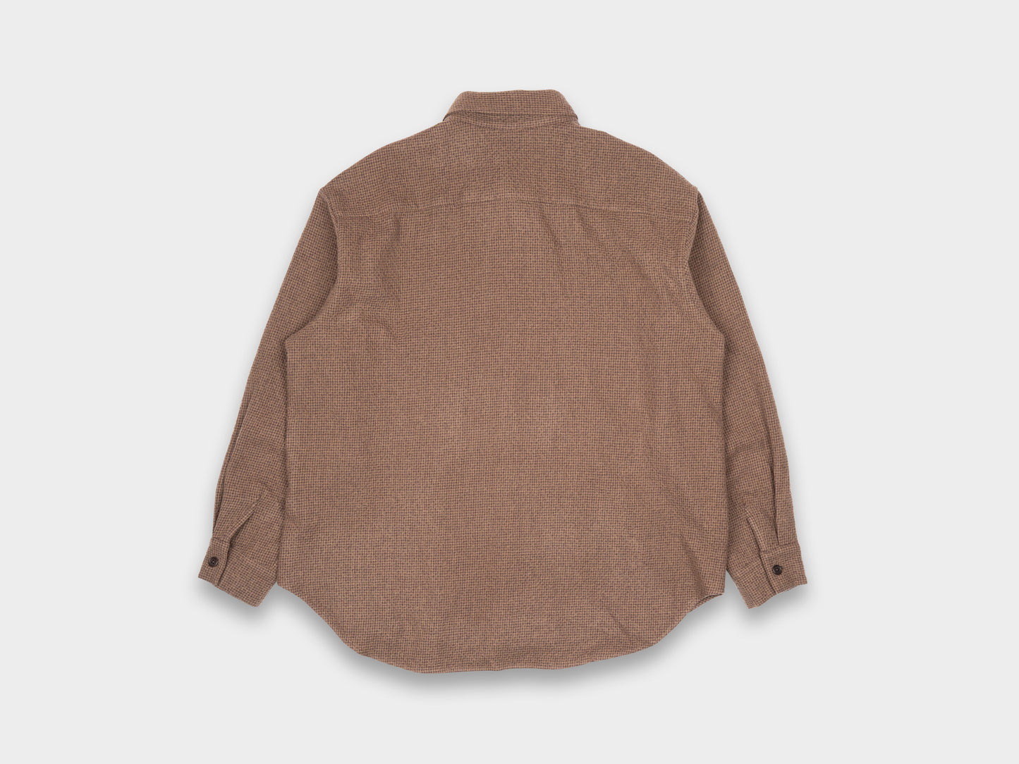 Evan Kinori Big Shirt Wool Puppytooth Brown