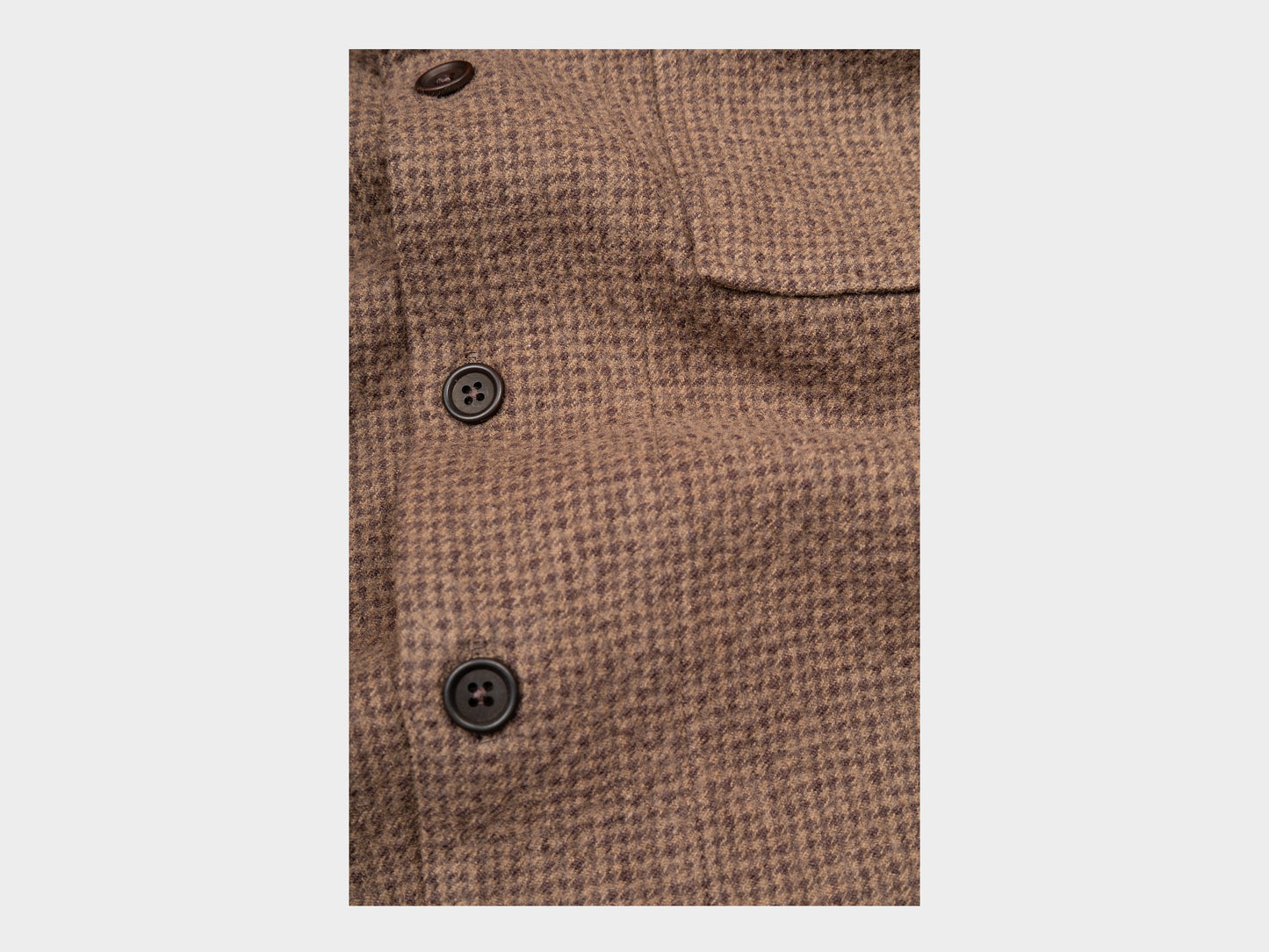 Evan Kinori Big Shirt Wool Puppytooth Brown