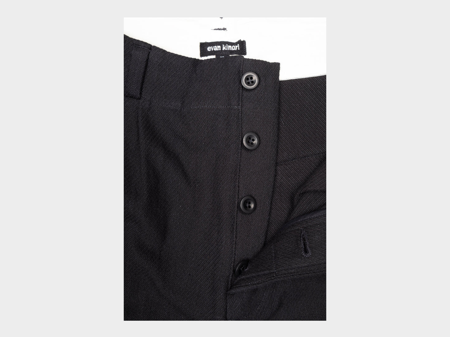 Evan Kinori Two Pleat Pant Cotton Kersey Black
