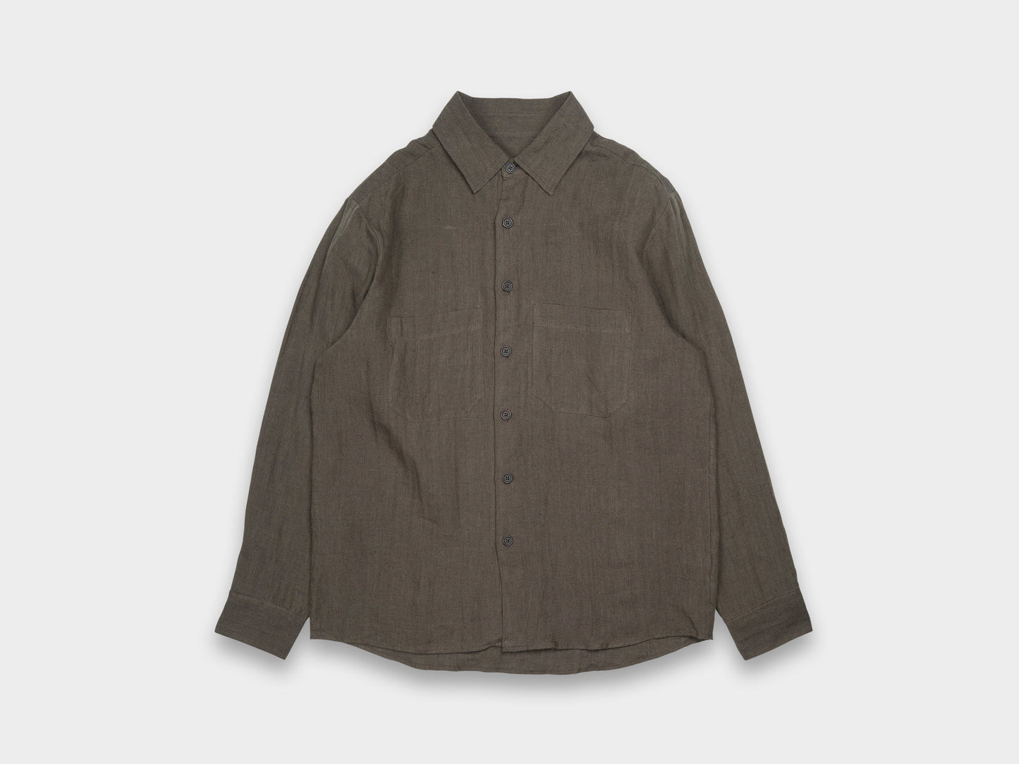 Evan Kinori Two Pocket Shirt Linen Hemp Brown