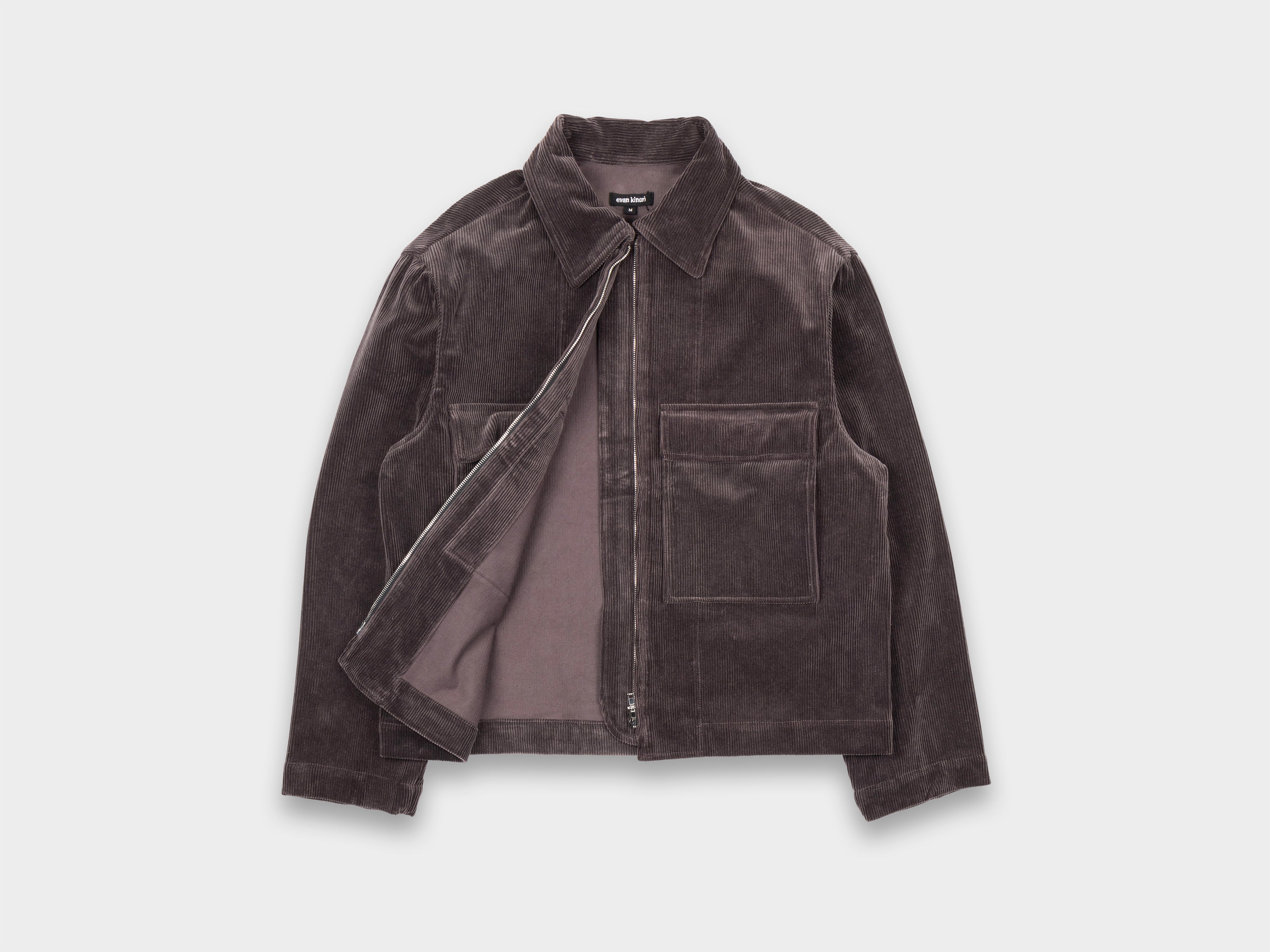 Zip Jacket - Cotton Corduroy, Dark Taupe – evan kinori