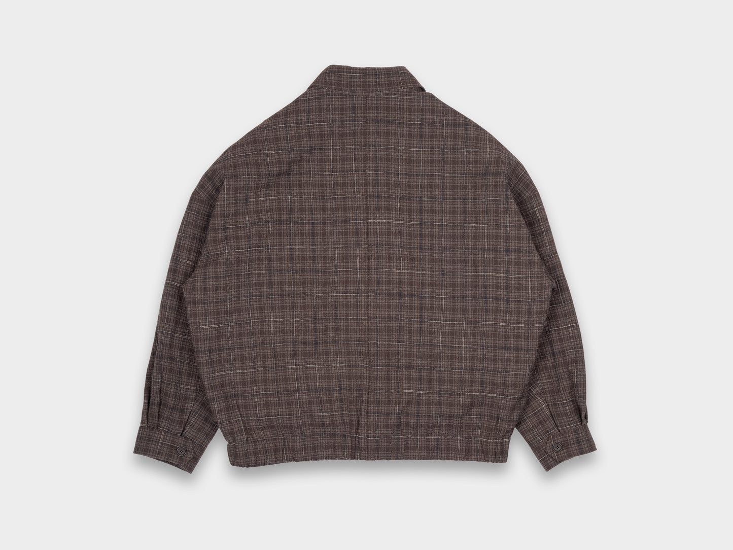 Evan Kinori Zip Jacket Two Kasuri Wool Check Beige / Navy