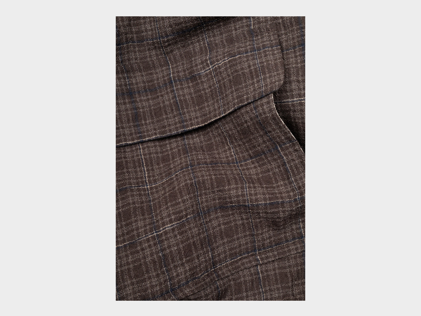 Evan Kinori Zip Jacket Two Kasuri Wool Check Beige / Navy