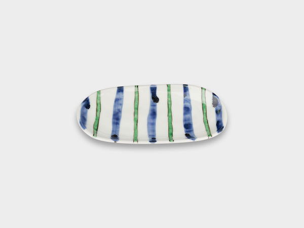Furukawa Shozo Oval Plate Green Stripes