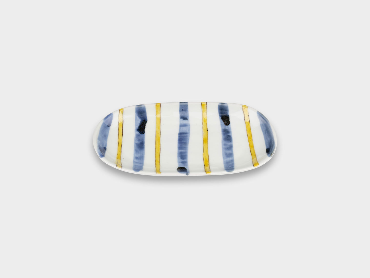 Furukawa Shozo Oval Plate Yellow Stripes