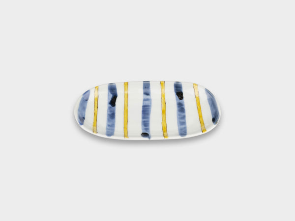 Furukawa Shozo Oval Plate Yellow Stripes
