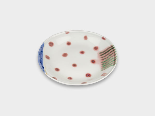 Furukawa Shozo Tatara Round Plate Red Dots