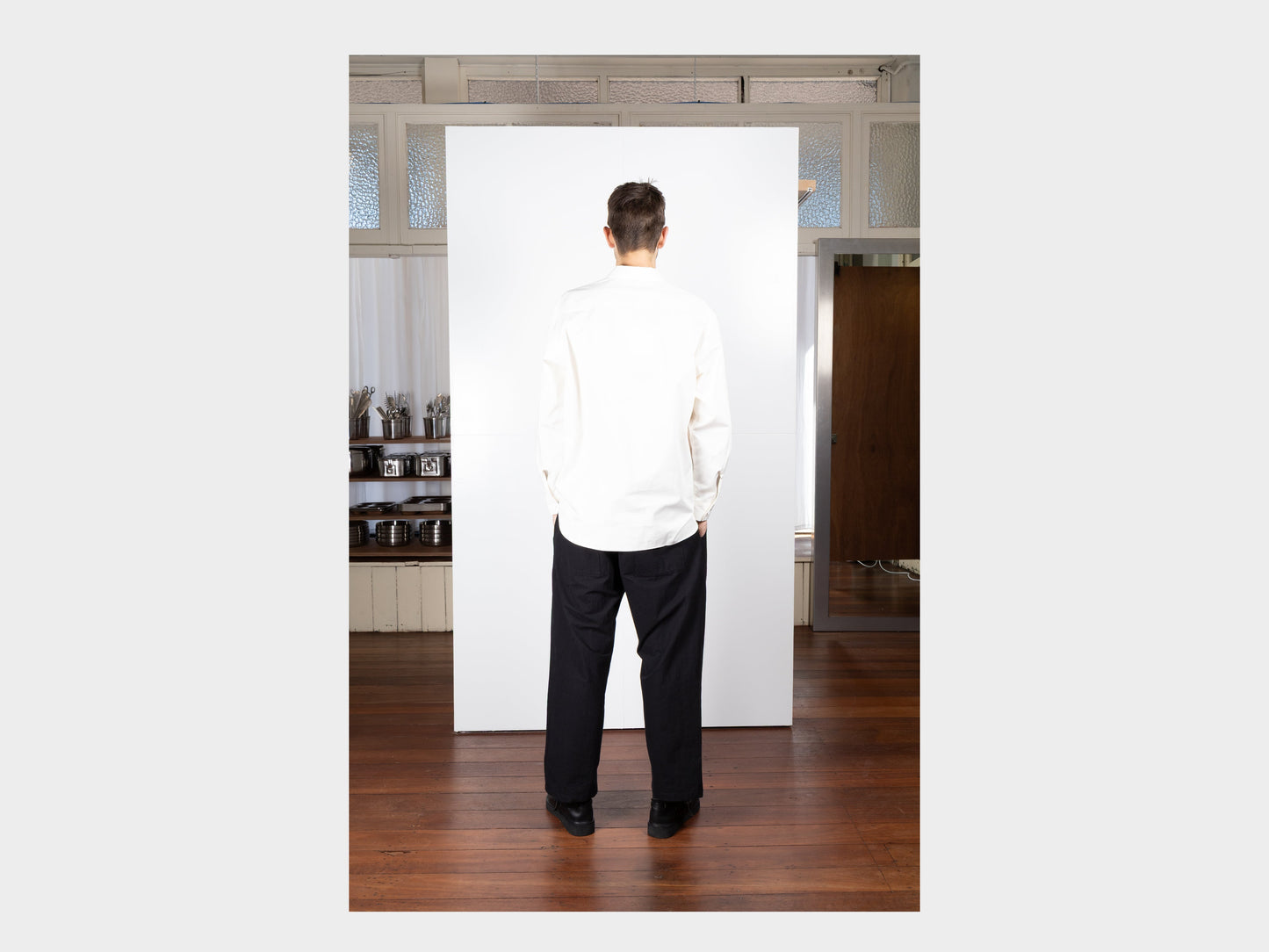 R0S2 "Pullover Shirt" White Magic Gabardine