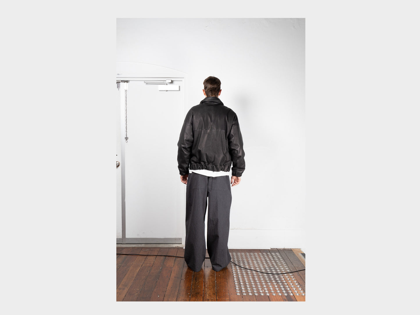 R19D3 "Down Blouson" Black Eco Deerskin