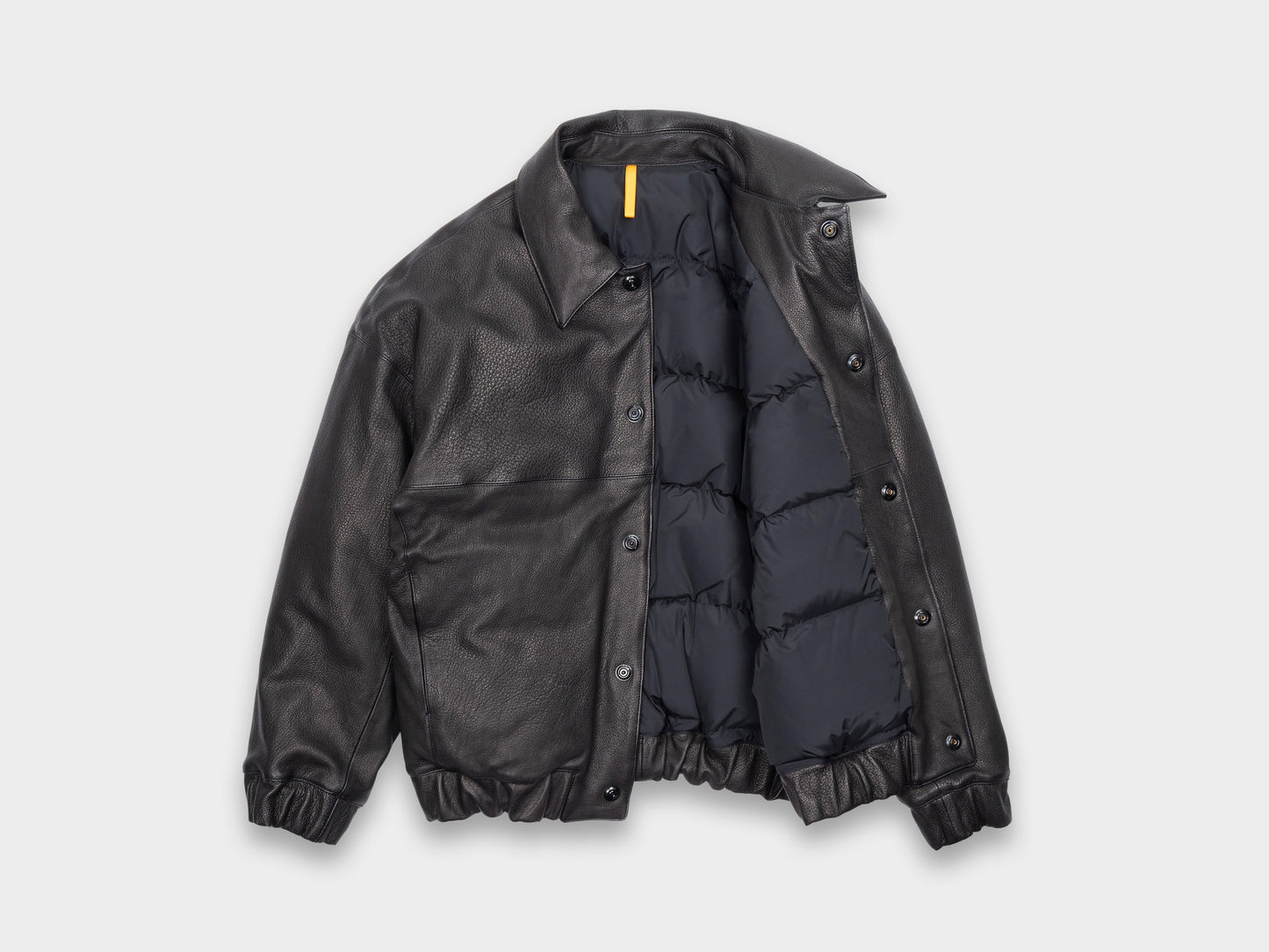 R19D3 "Down Blouson" Black Eco Deerskin