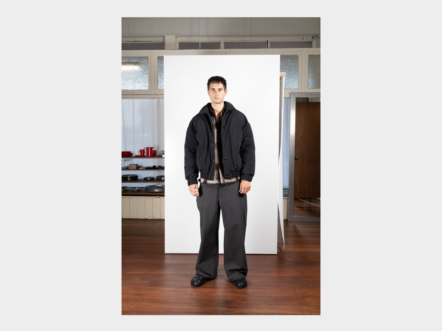 R19D6 "Double Down Blouson" Black Recycled Nylon