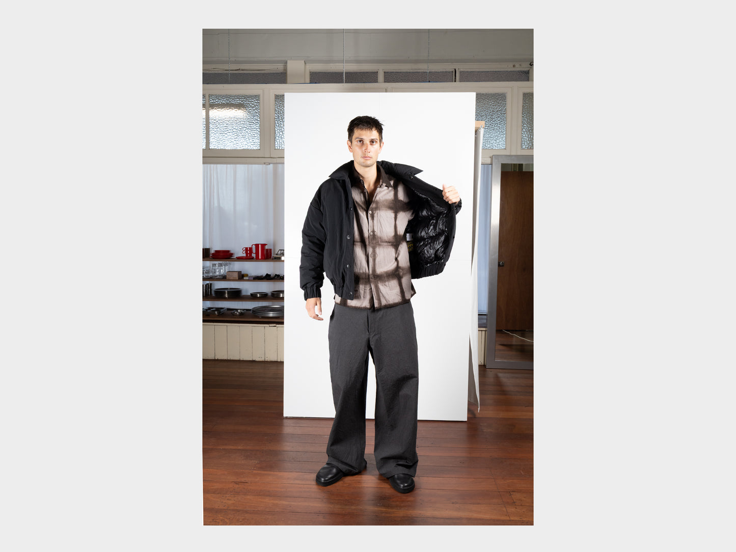 R19D6 "Double Down Blouson" Black Recycled Nylon