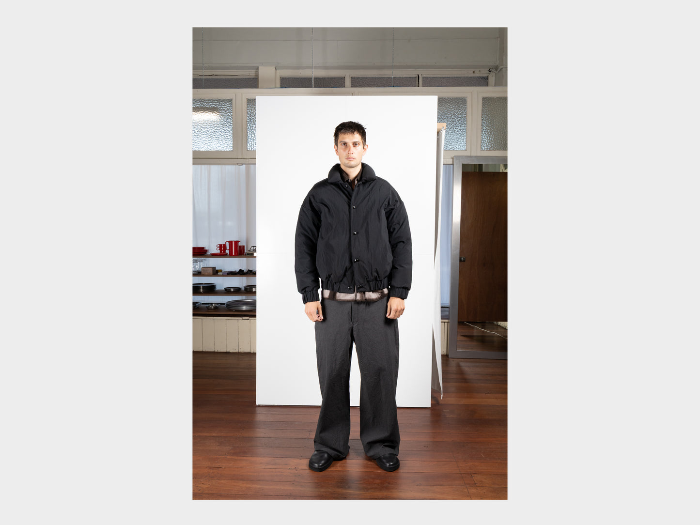 R19D6 "Double Down Blouson" Black Recycled Nylon