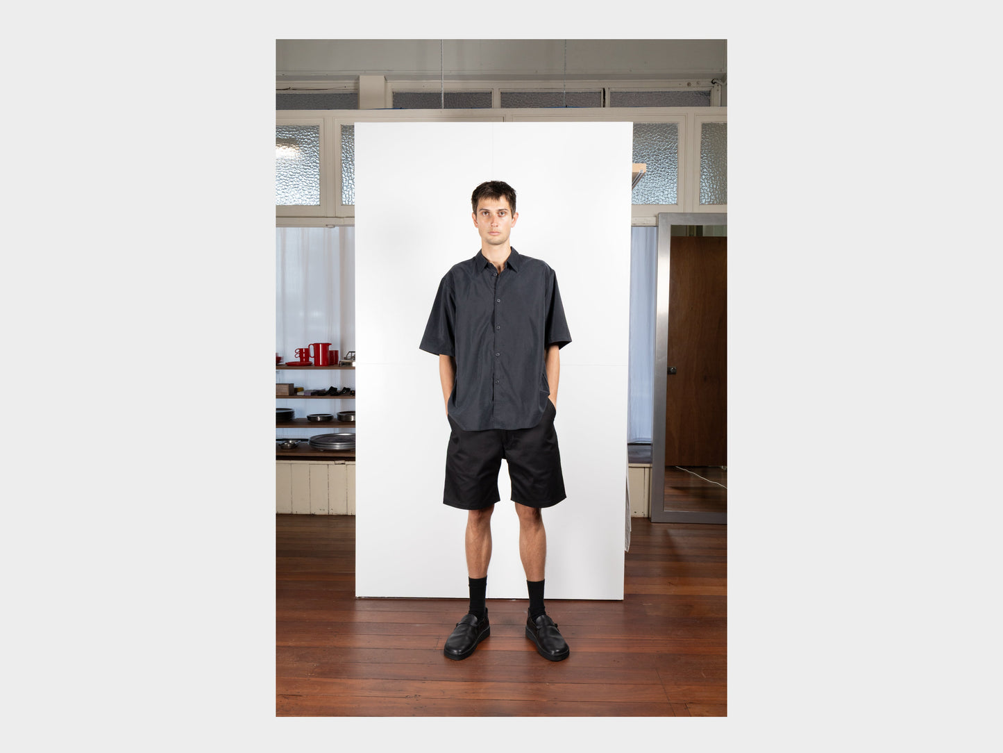 SPS9 "S/S Weather Shirt" Black Sand Silk