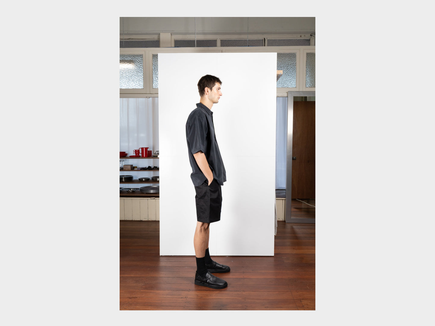 SPS9 "S/S Weather Shirt" Black Sand Silk