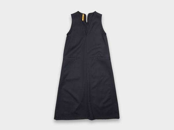 W-R17A5 "V Dress" Black Wool Gabardine