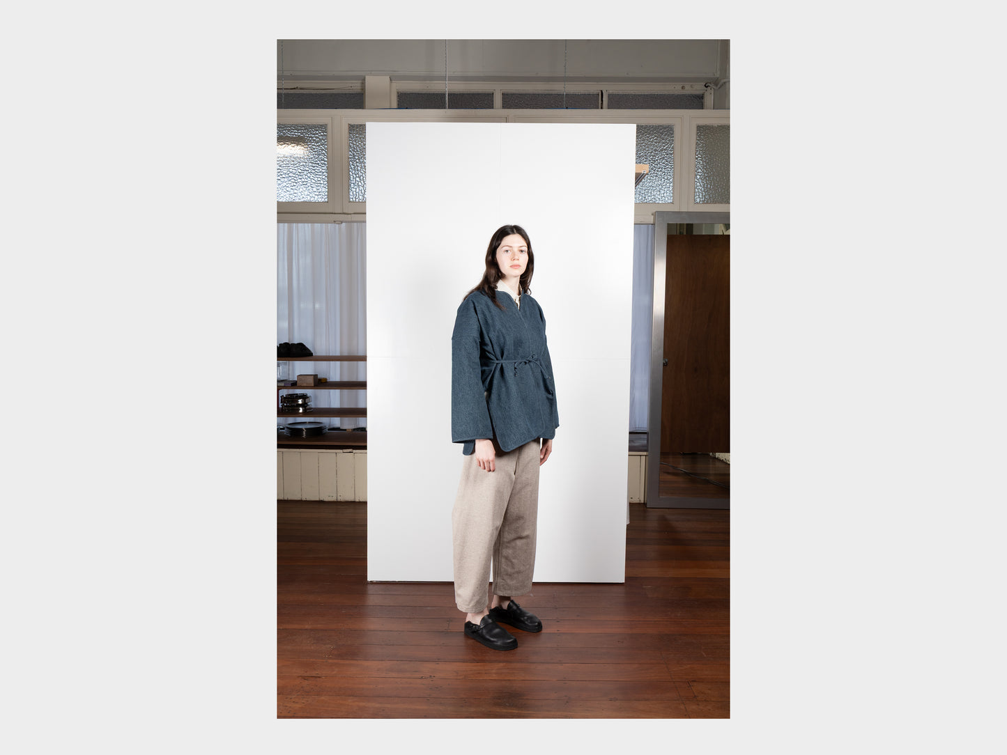 W-R19S7 "Long Cross Cardigan" Fade Denim