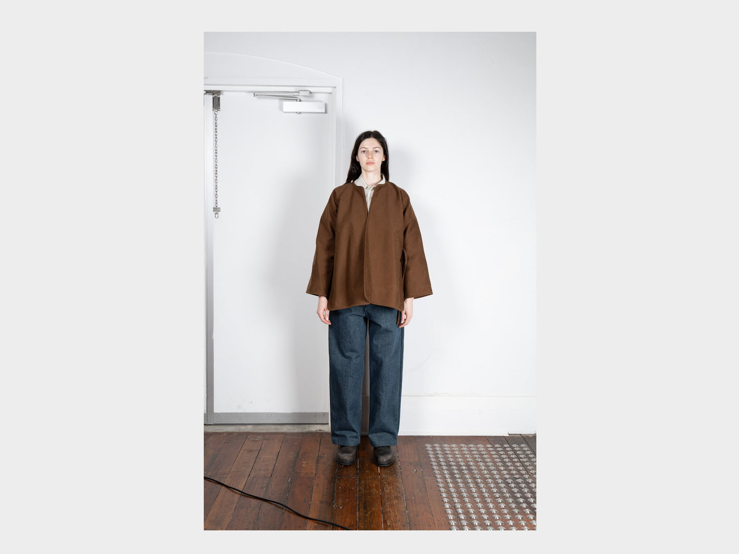 W-R19S7 "Long Cross Cardigan" Timber Moleskin