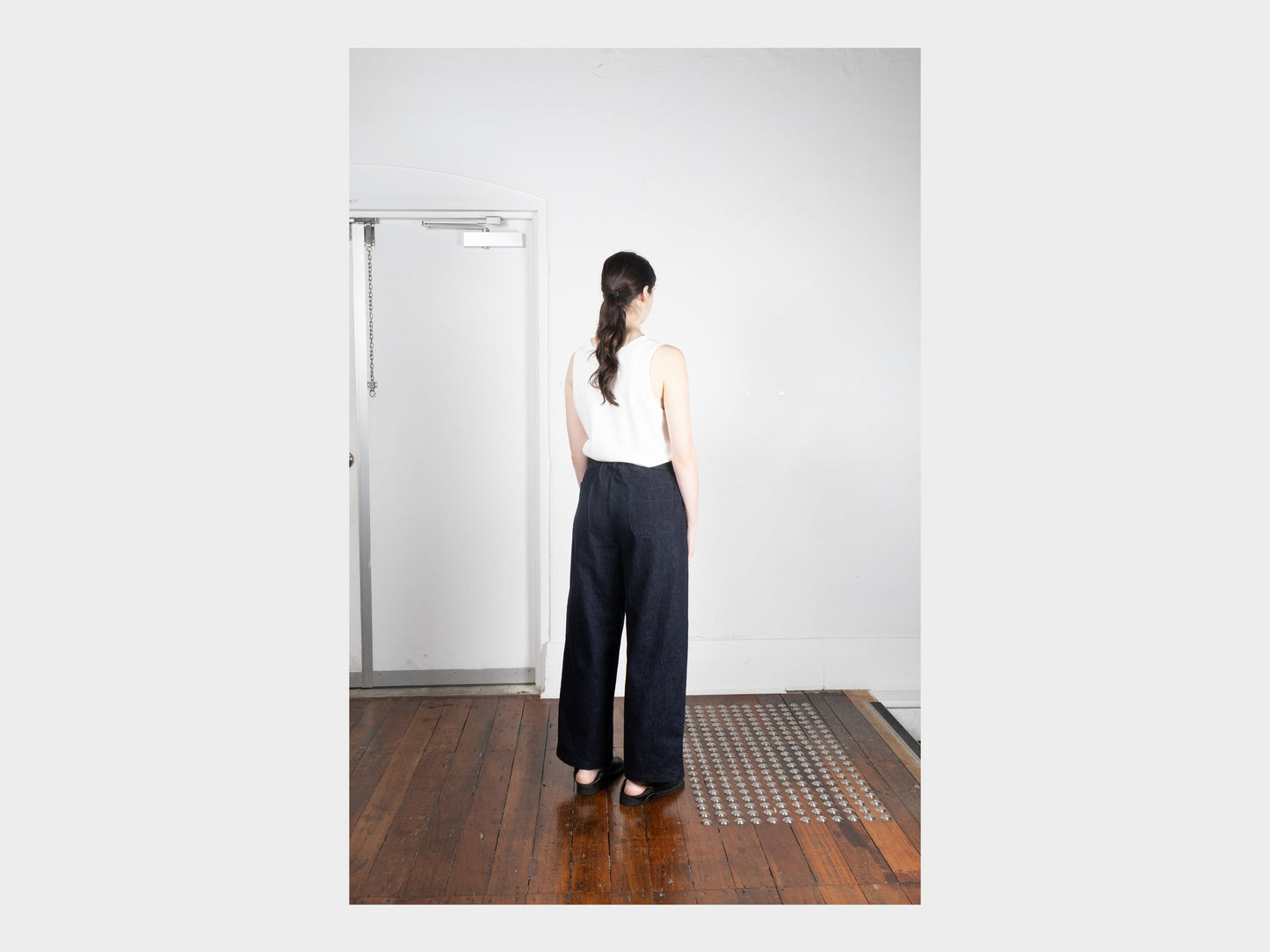 W-R20P4 "High-Wide Pants" Navy Slub Denim