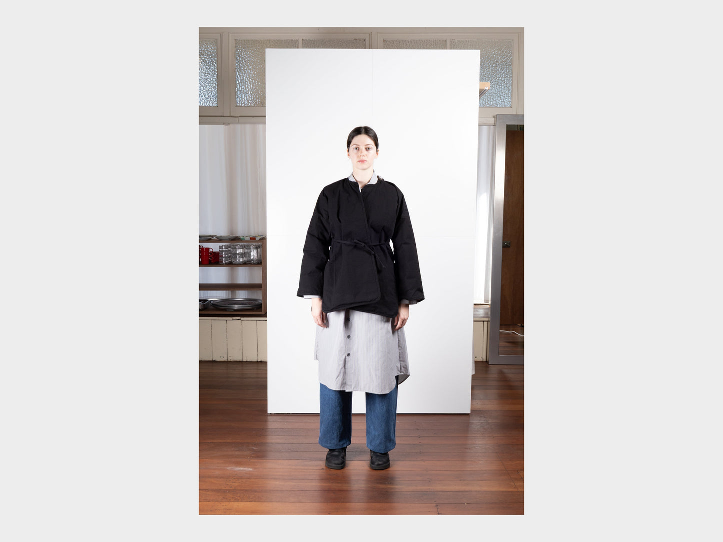 W–R21D7 "Down Cross Cardigan" Black Wax