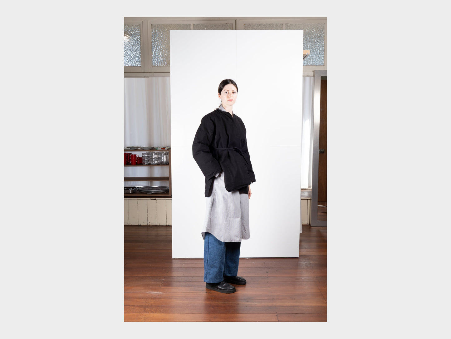 W–R21D7 "Down Cross Cardigan" Black Wax