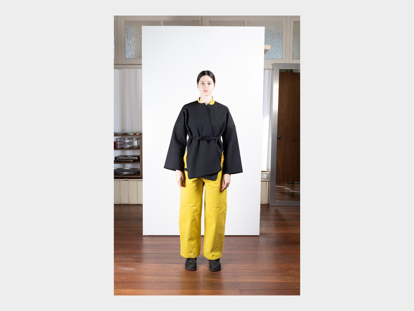 W–R21O7 "Long Cross Cardigan" Black Nubi