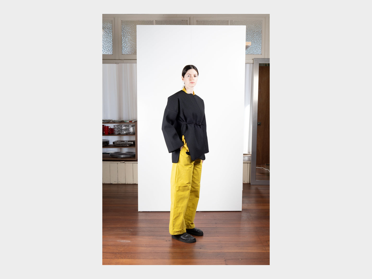 W–R21O7 "Long Cross Cardigan" Black Nubi