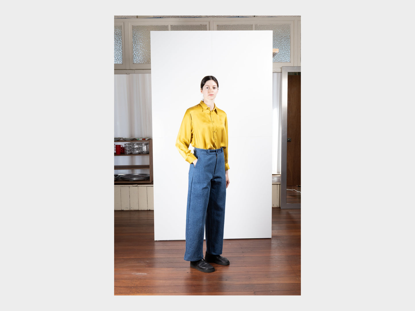 W–R21P4 "High-Wide Pants" Organic Stone Denim