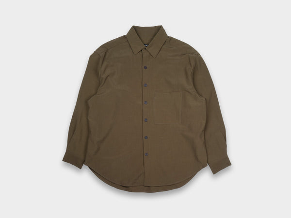 Evan Kinori Big Shirt Two Lightweight Wool Olive