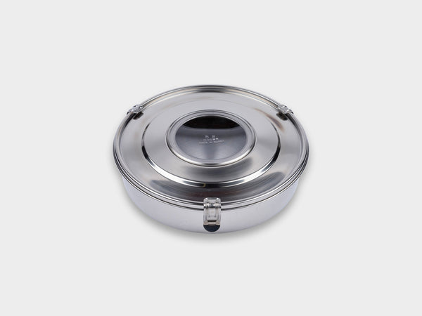 KM Stainless Round Lunch Box Flat